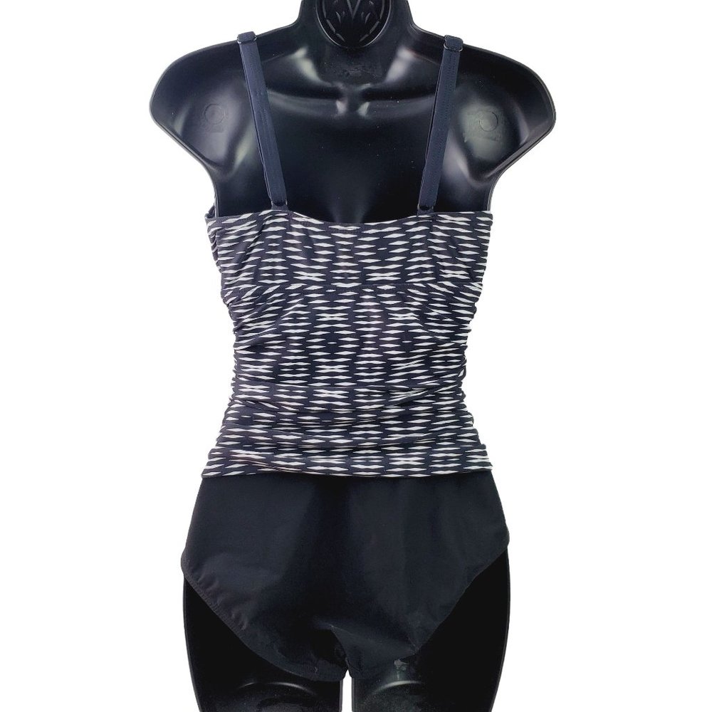 Maidenform Beach Deep V Neck Slimming Side Rouching w/ Geometric Print, Sz 10 - Picture 2 of 9